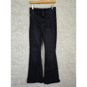We The Free People Jayde Flare Jeans Womens 29 Black High Rise Festival Boho